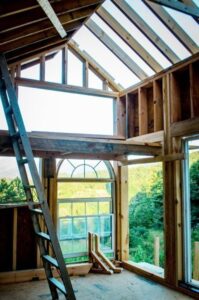 partially built tiny house interior