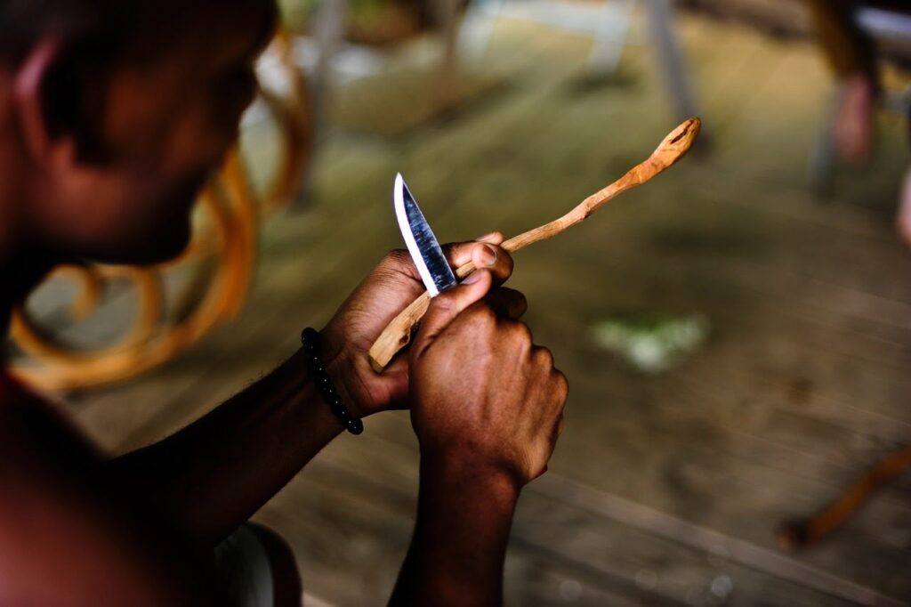 Carving with a sharp knife