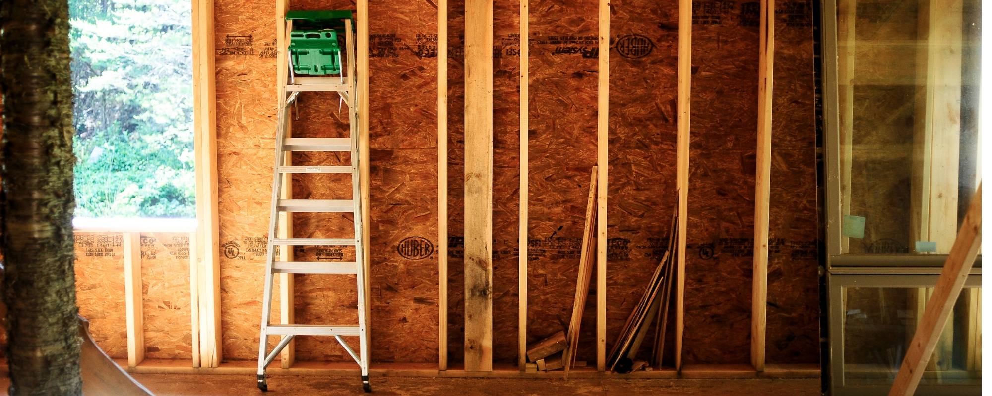 unfinished interior wall during home building workshop