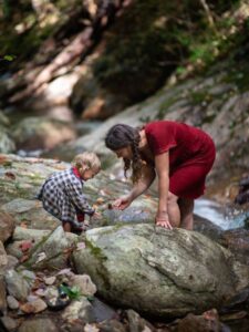 mother and daughter exploring wildlands