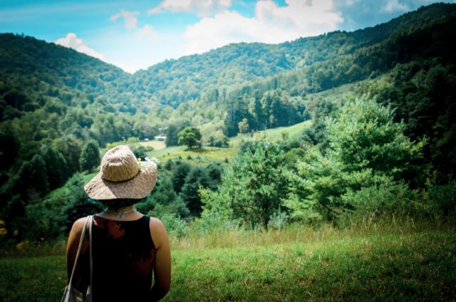 woman observing landscape