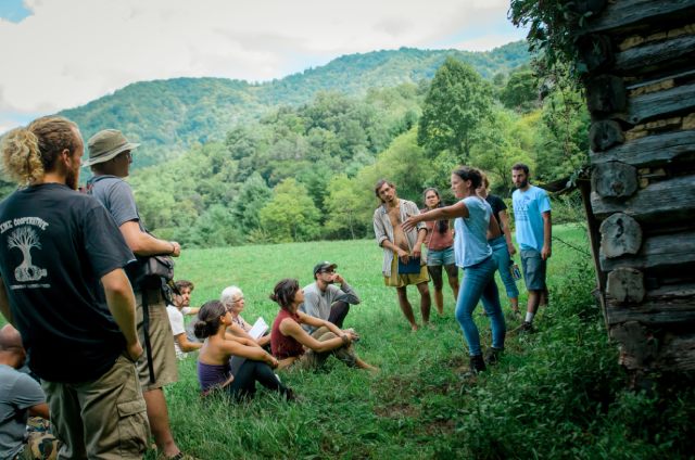 students and instructors during a permaculture class at Wild Abundance