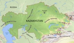 map of kazakhstan featuring tian shan mountains where apples originated