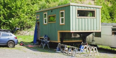 tiny house on wheels built by carpentry students