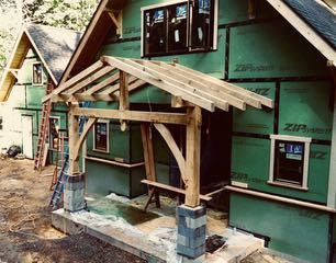 timber framed entryway