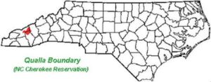 map of north carolina with eastern band cherokee reservation highlighted