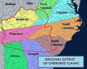 map of original extent of Cherokee land claims