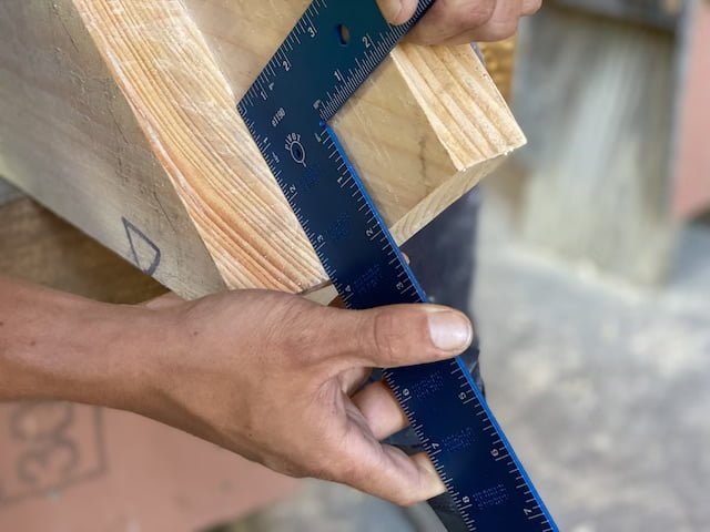 Square rule joinery at timber framing class