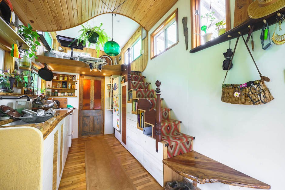 Tiny House interior with staircase