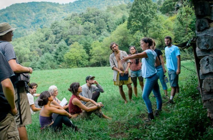 permaculture instructor Laura Ruby teaching at her family's farm