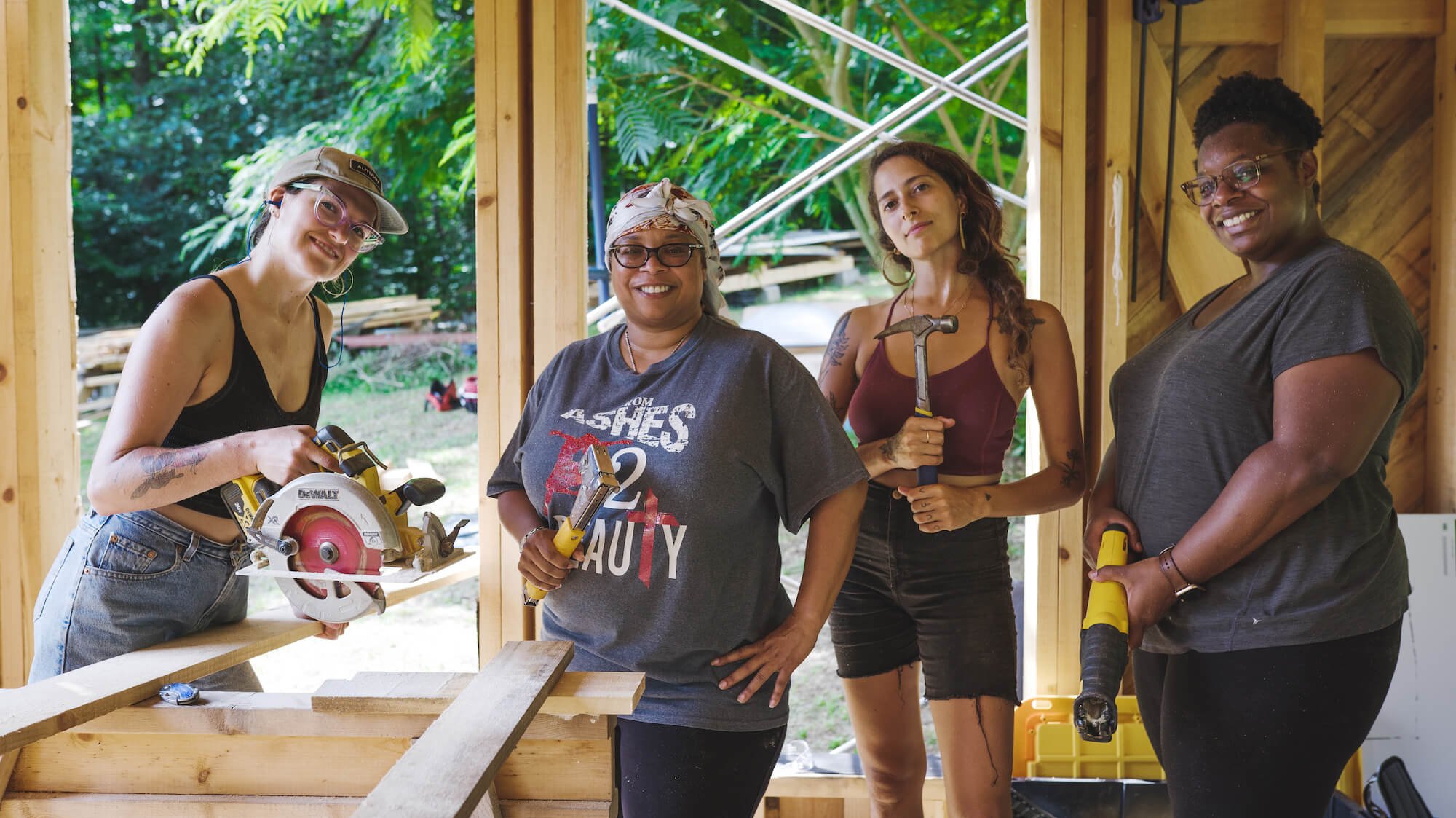 Women's tiny house class studentd