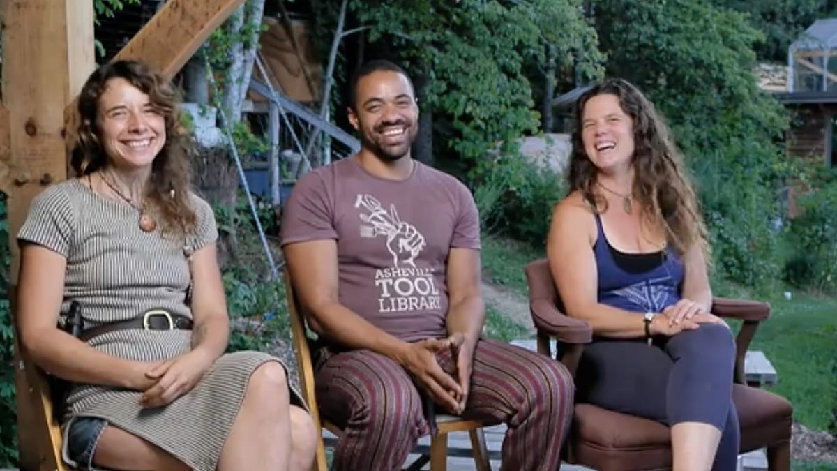 3 owner-builder Wild Abundance Tiny House Instructors sitting for a panel discussion about the ways they saved money while building their own DIY custom tiny homes.