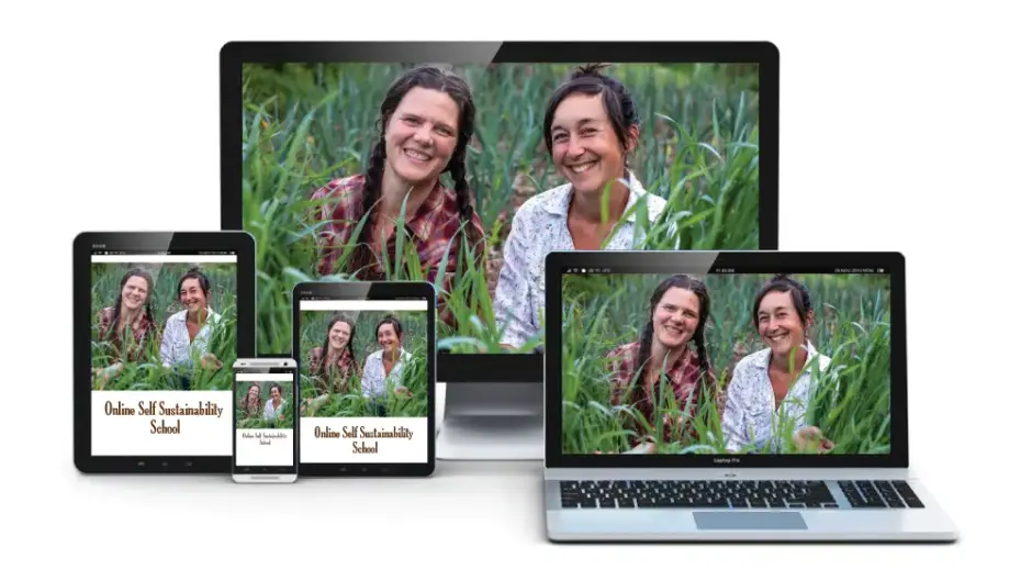 online gardening school instructors Natalie and Chloe on multiple devices