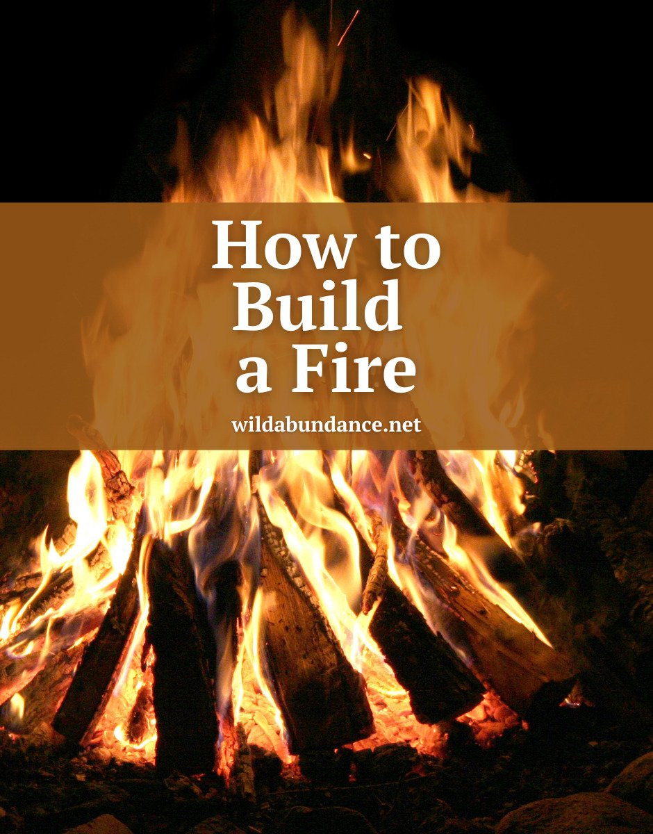 Text reads: How to build a fire in front of an image of a campfire 