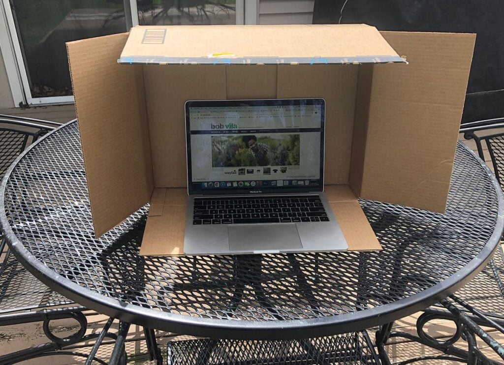 succeeding in online learning by creating shade for a computer with a box
