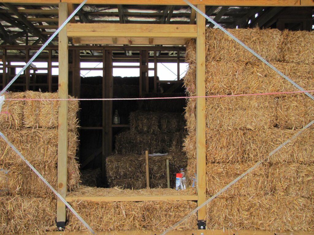 Strawbale home mid-construction