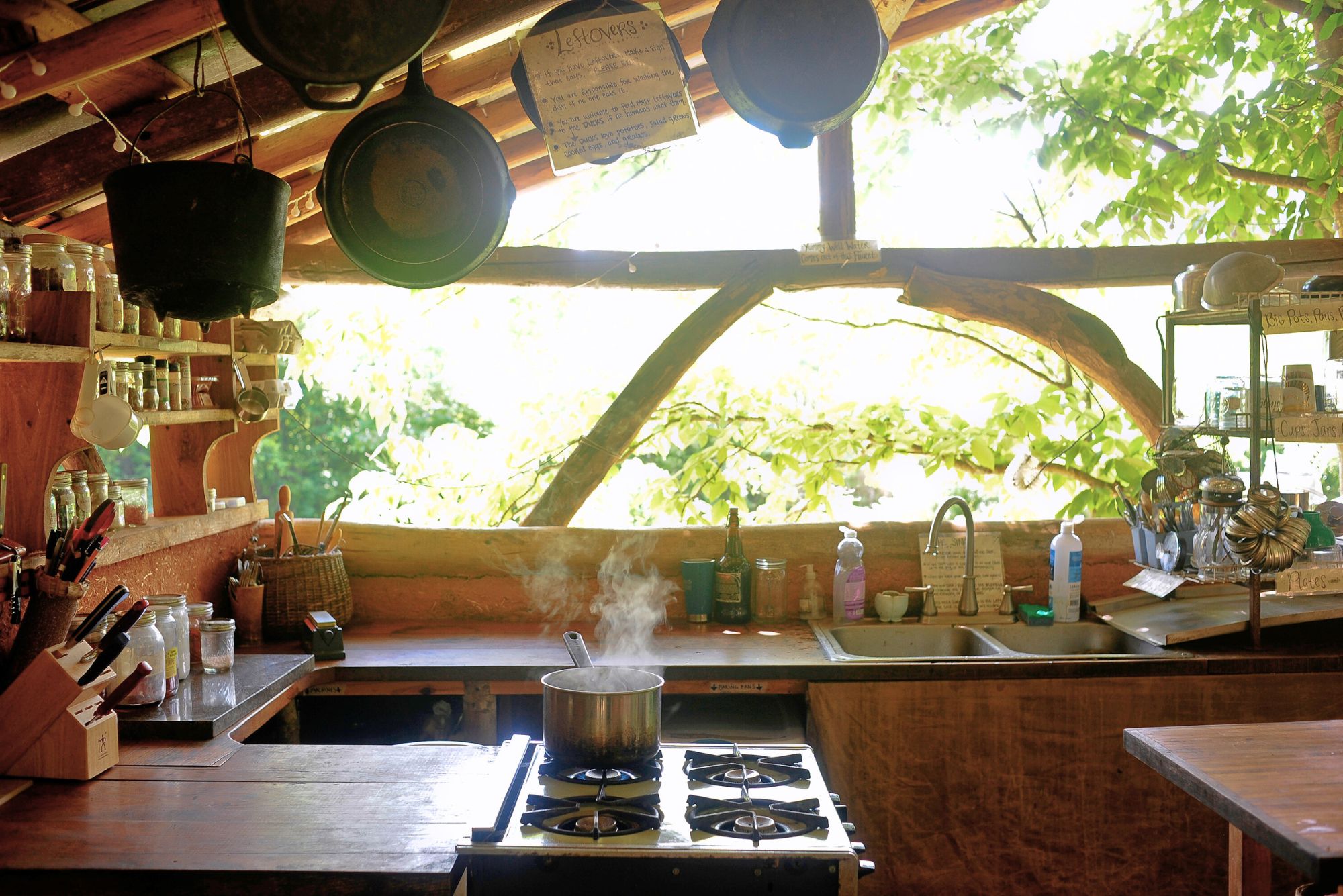 A view inside the outdoor kitchen at Wild Abundance's Sanford Way campus