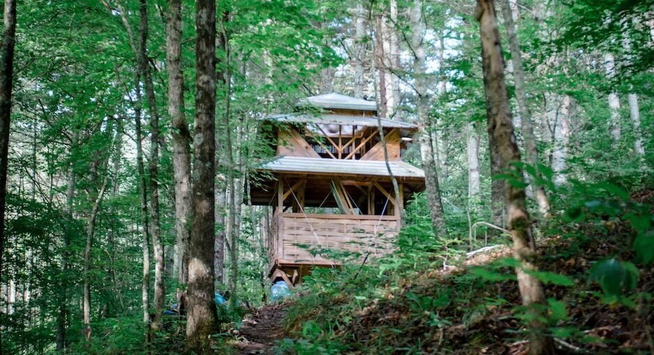 pagoda on hillpagoda crop this planning trip The Pagoda, one of the Airbnb's available for rent at the Wild Abundance campus at Sanford Way