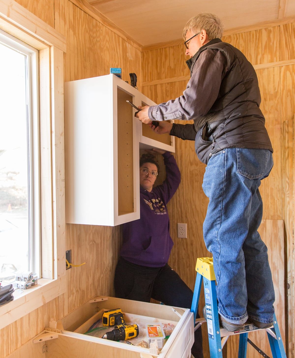 Nonprofit-1200-Current-598 Students in a 4 month carpentry training program finish out a Tiny House for donation to a housing insecure recipient in Western North Carolina