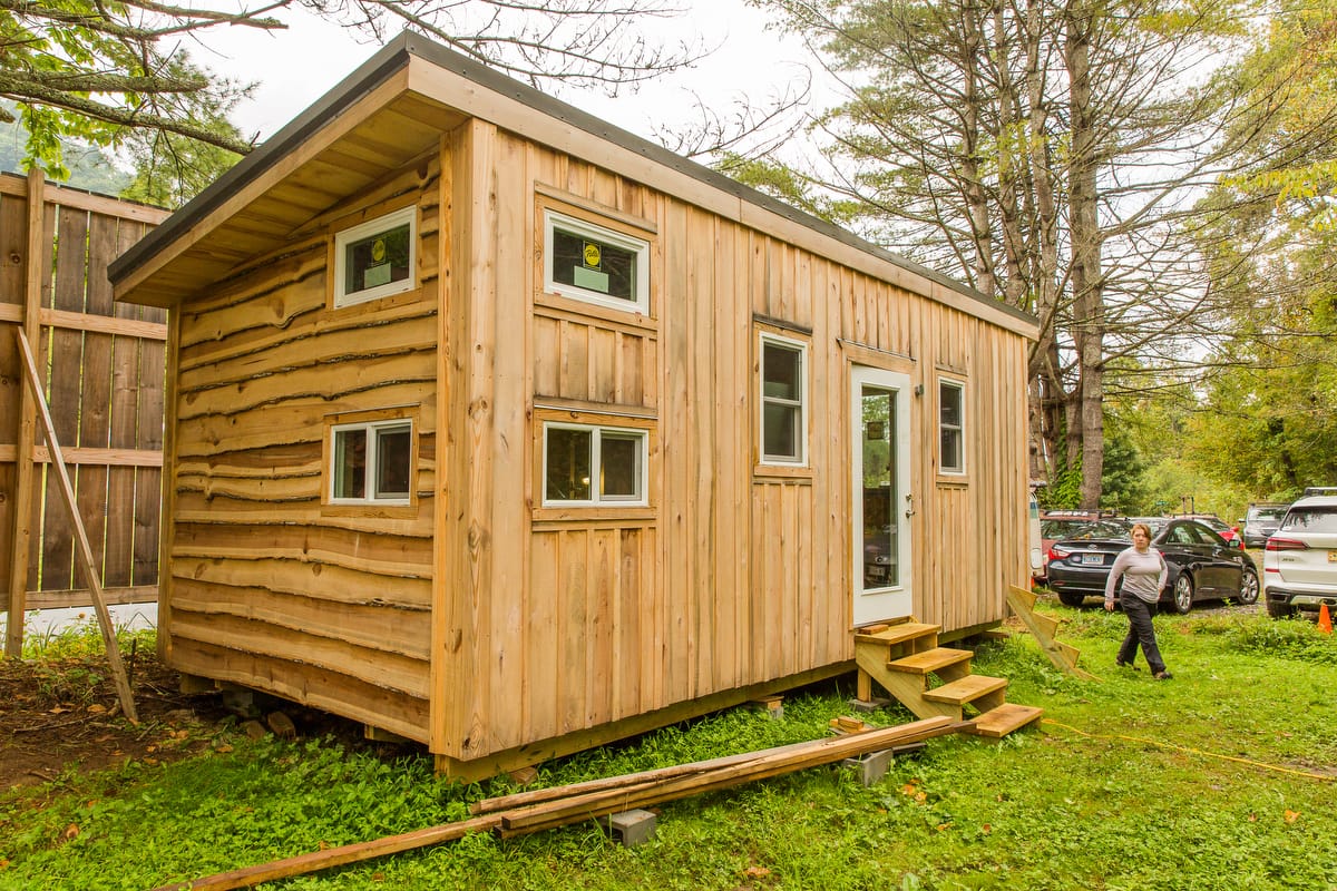 Nonprofit-1200-Current-613 A tiny house is seen ready for donation after being constructed and finished by students at the Wild Abundance carpentry school by Asheville, NC
