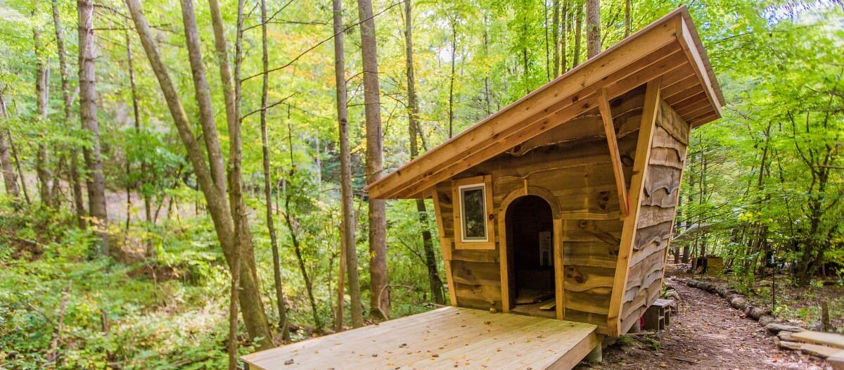 All students have access to this beautiful sauna in the campground by a stream running through the campground behind the main campus of Wild Abundance just north of Asheville, NC